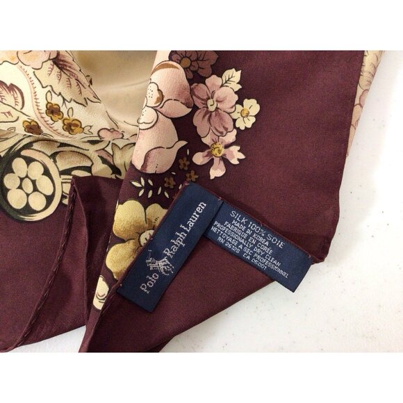 Polo Ralph Lauren Silk Scarf Fall Pheasant Florals - Picture 3 of 8